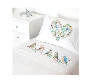 Juego sábanas cuna transición 200 hilos Pajaritos blanco