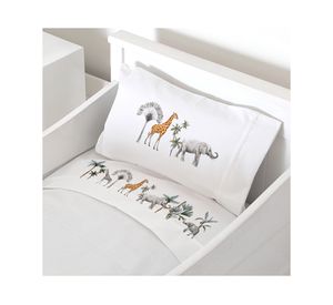 Juego de sábanas cuna 200 hilos África blanco