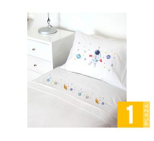 Juego de sábanas 1 plaza 200H Espacial blanco