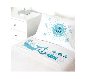 Juego sábanas cuna transición 200 hilos Marino blanco