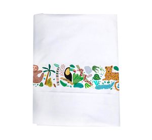 Juego de sábanas 1 plaza 200H Jungla blanco