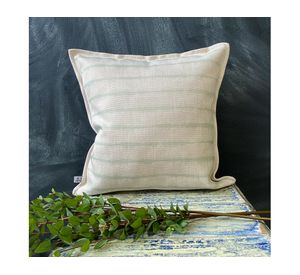 Cojín 45x45 cm Líneas verde agua crudo