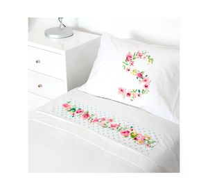 Juego de sábanas transición 200H Letra vintage S blanco