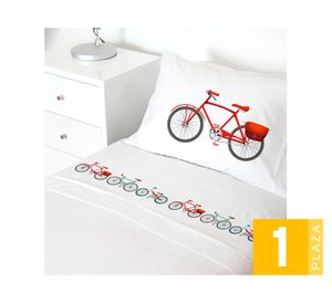 Juego de sábanas 1 plaza 200H Bici color/blanco