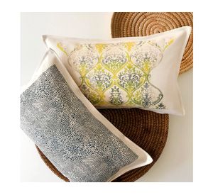 Cojín 50x30 cm Azul limón 2 crudo