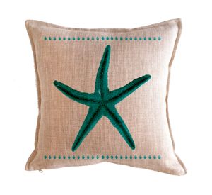 Cojín 45x45 cm Marino estrella turquesa crudo