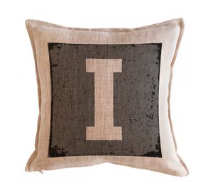Cojín 45x45 cm Letra fondo gris I arena