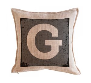 Cojín 45x45 cm Letra fondo gris G arena