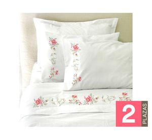 Juego de sábanas 2 plazas 200 hilos Fran blanco