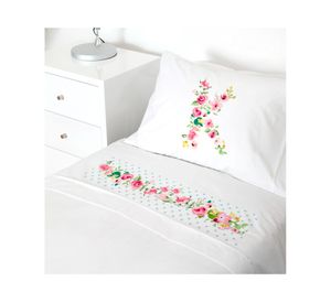 Juego de sábanas cuna 200 hilos Letras vintage K blanco