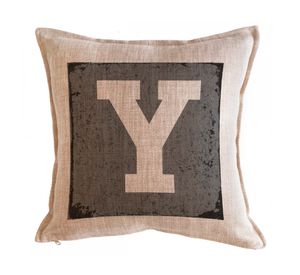 Cojín 45x45 cm Letra fondo gris Y arena