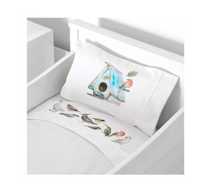 Juego de sábanas cuna 200 hilos La Pajarera blanco