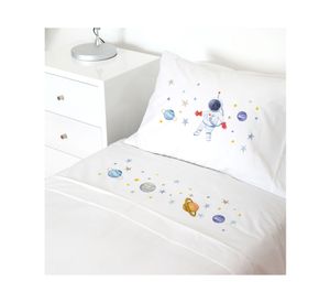 Juego de sábanas cuna 200 hilos Espacial  blanco