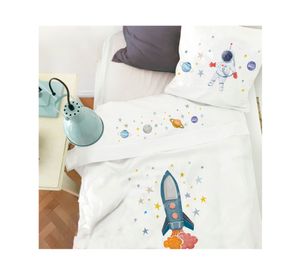 Juego de sábanas cuna 200 hilos Espacial  blanco