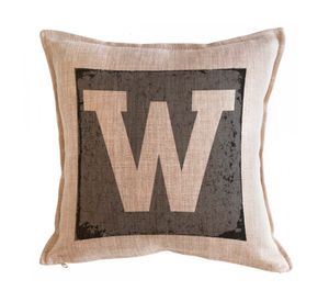 Cojín 45x45 cm Letra fondo gris W arena