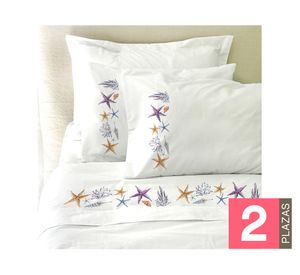 Juego de sábanas 2 plazas 200 hilos Stella blanco
