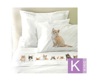 Sábanas king 200 Hilos Cats lovers blanco
