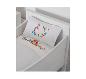 Juego sábanas cuna pack y play 200 hilos Oso blanco