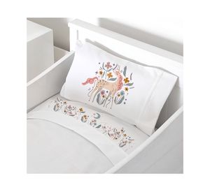 Juego de sábanas cuna 200 hilos Unicornio blanco