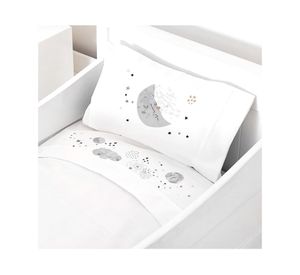 Juego de sábanas cuna 200 hilos Luna blanco
