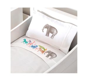 Juego de sábanas cuna 200 hilos Safari blanco