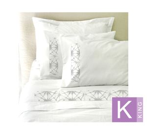 Juego de sábanas king 200H Shibori blanco