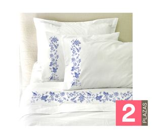 Juego de sábanas 2 plazas 200 hilos Porcelana blanco