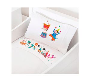 Juego de sábanas cuna 200 hilos Circo blanco