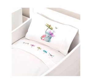 Juego de sábanas cuna 200 hilos Libélula blanco