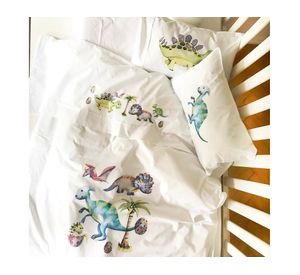 Juego de sábanas cuna 200 hilos Dino blanco