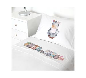 Juego de sábanas transición 200H Animales acuarela blanco