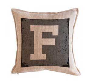 Cojín 45x45 cm Letra fondo gris F arena