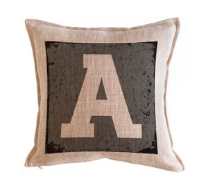Cojín 45x45 cm Letra fondo gris A arena