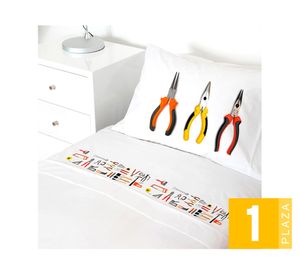 Juego de sábanas 1 plaza 200H Herramientas blanco