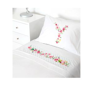 Juego de sábanas transición 200H Letra vintage Y blanco