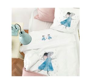 Juego sábanas cuna pack y play 200 hilos Ratona blanco