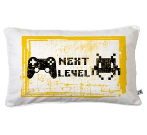 Cojín 50x30 cm Gamer amarillo blanco