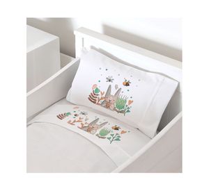 Juego de sábanas cuna 200 hilos Conejito blanco