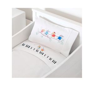 Juego de sábanas cuna 200 hilos Músicos blanco
