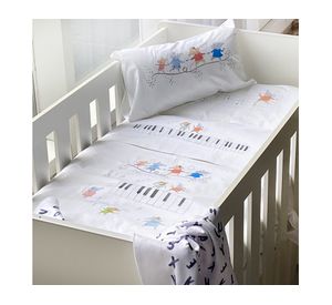 Juego de sábanas cuna 200 hilos Músicos blanco