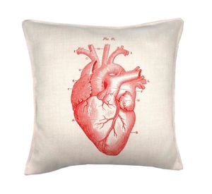Cojín decorativo Corazón anatomía linet crudo 45x45 cm