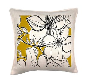 Cojín 45x45 cm Flores en limón crudo
