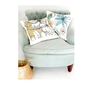 Cojín 45x45 cm Flores en limón crudo