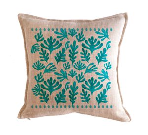 Cojín 45x45 cm Marino algas turquesa crudo