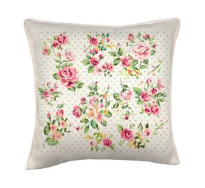 Cojín 45x45 cm Flores vintage crudo
