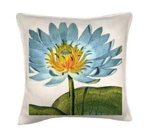 Cojín decorativo Blue Lily linet crudo 45x45 cm