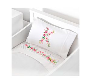 Juego de sábanas cuna 200 hilos Letras vintage K blanco