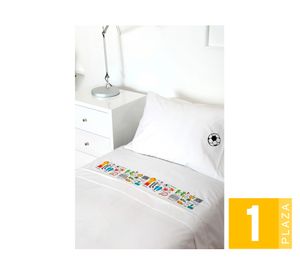 Juego de sábanas 1 plaza 200H Soccer blanco