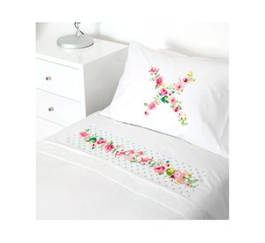 Juego de sábanas transición 200H Letra vintage X blanco