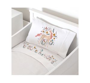 Juego de sábanas cuna 200 hilos Unicornio blanco